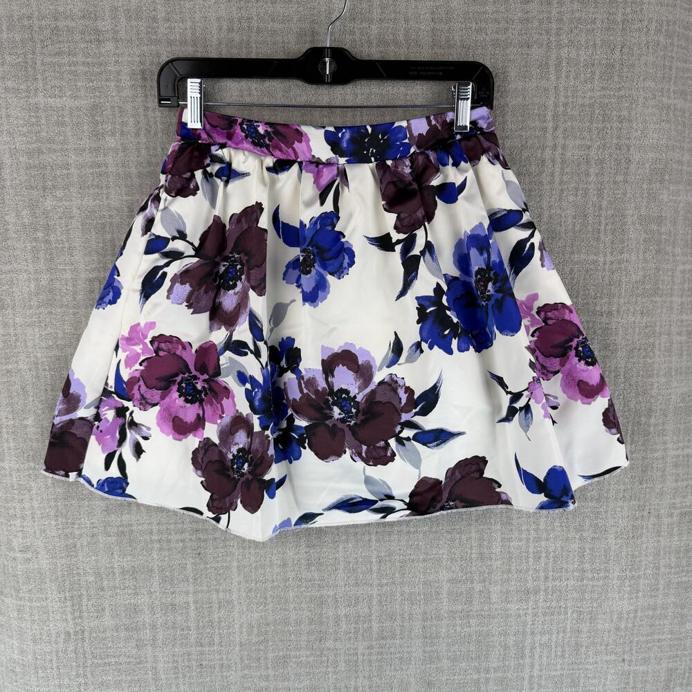 Speechless Skirt Womens 5 White Skater Short Pleated Lined Zip Party Floral